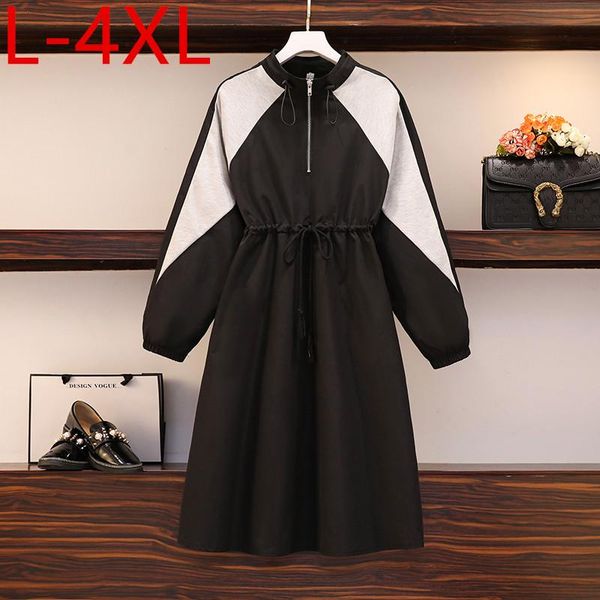 l-4xl plus size autumn women o neck zipper patchwork long sleeves casual loose dress ladies drawstring high waist dresses s249, Black;gray
l-4xl plus size autumn women o neck zipper patchwork long sleeves casual loose dress ladies drawstring high waist dresses s249, Black;gray