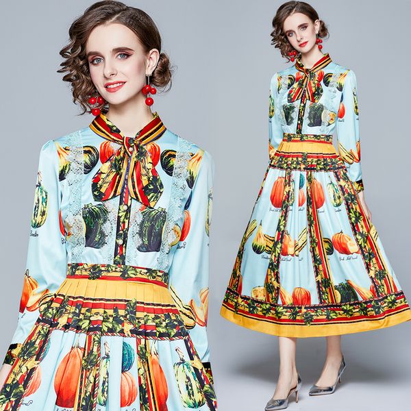 2021 new runway autumn women elegant bowknot sleeve vegetable print vintage party long vestidos xic0, Black;gray
2021 new runway autumn women elegant bowknot sleeve vegetable print vintage party long vestidos xic0, Black;gray
