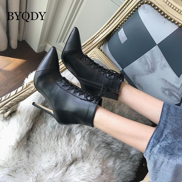 boots byqdy ultra high heels woman patent leather pointed toe lacing shoes female side zipper motorcyle handmade, Black
boots byqdy ultra high heels woman patent leather pointed toe lacing shoes female side zipper motorcyle handmade, Black