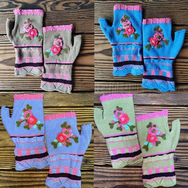 women multicolor jacquard crochet floral fingerless gloves knitted half finger texting mittens thumb hole arm warmers, Blue;gray
women multicolor jacquard crochet floral fingerless gloves knitted half finger texting mittens thumb hole arm warmers, Blue;gray