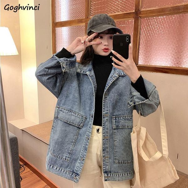 women basic jackets denim autumn female casual coat solid loose korean style vintage bomber windbreaker fashion simple ulzzang, Black;brown
women basic jackets denim autumn female casual coat solid loose korean style vintage bomber windbreaker fashion simple ulzzang, Black;brown