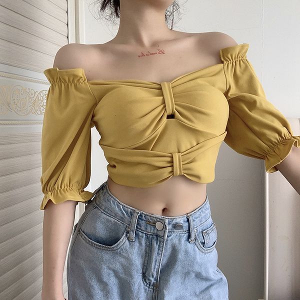 2021 new solid trim crop of women shirts summer butterfly breast a shoulder t-shirt base casual puff k15b, White
2021 new solid trim crop of women shirts summer butterfly breast a shoulder t-shirt base casual puff k15b, White