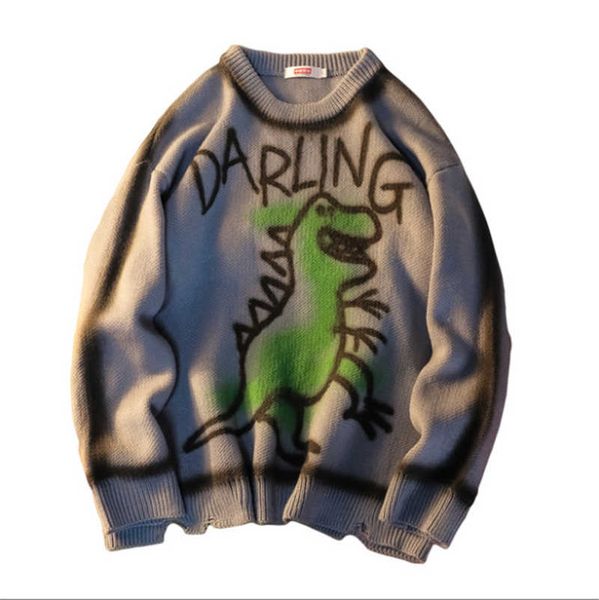round neck sweater for men and women couples fashion brand design dinosaur pattern loose sweater, Black
round neck sweater for men and women couples fashion brand design dinosaur pattern loose sweater, Black