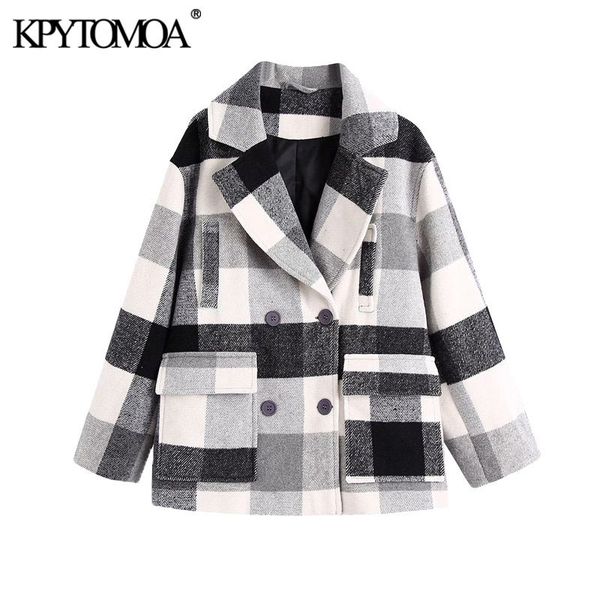 kpytomoa women fashion double breasted plaid woolen jacket coat vintage long sleeve pockets female outerwear chic 201028, Black;brown
kpytomoa women fashion double breasted plaid woolen jacket coat vintage long sleeve pockets female outerwear chic 201028, Black;brown