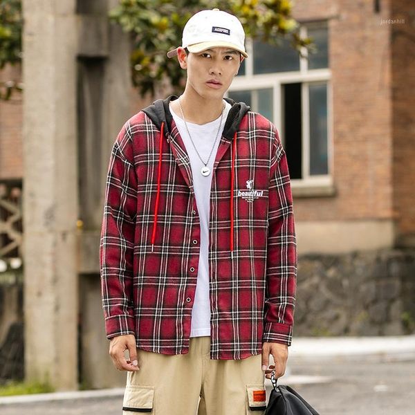 spring and autumn plaid shirt men's hip hop coat trend version loose japanese hong kong shirt couple hooded cardigan 50cs1, White;black
spring and autumn plaid shirt men's hip hop coat trend version loose japanese hong kong shirt couple hooded cardigan 50cs1, White;black