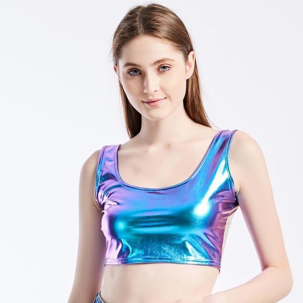 shiny women metallic rave dance festival clubwear crop tank short vest summer sleeveless scoop neck holographic, White
shiny women metallic rave dance festival clubwear crop tank short vest summer sleeveless scoop neck holographic, White