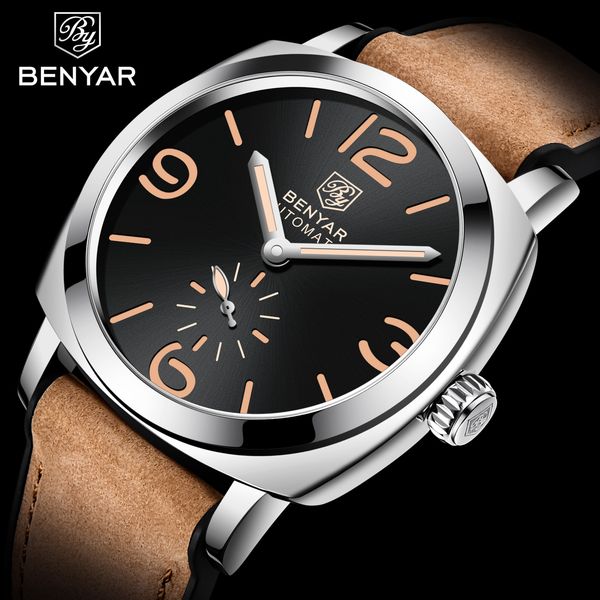 new benyar brand luxury men's automatic mechanical mens watches waterproof men wristwatch military reloj hombre 2020 q1219, Slivery;brown
new benyar brand luxury men's automatic mechanical mens watches waterproof men wristwatch military reloj hombre 2020 q1219, Slivery;brown
