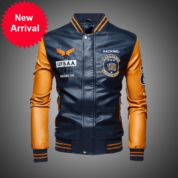 men's biker baseball plutonium jacket fake pilot varsity high school high-speed black leather fine motorcycle, Black;brown
men's biker baseball plutonium jacket fake pilot varsity high school high-speed black leather fine motorcycle, Black;brown