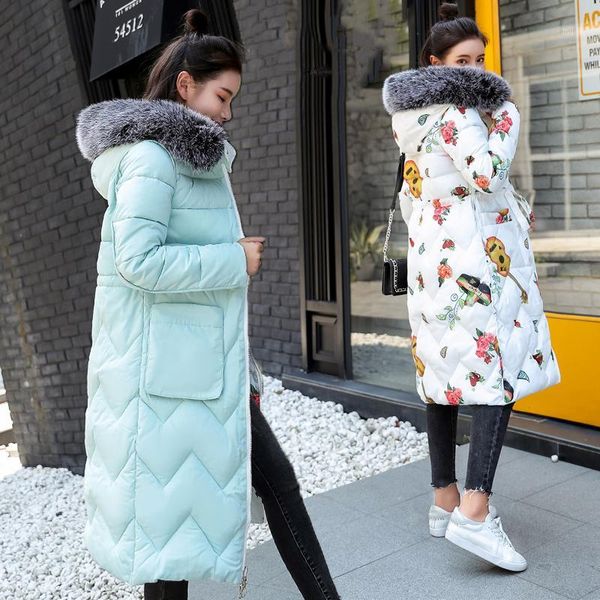 2018 women winter print jacket mujer big fur collar hooded parkas winter coat women loose parka both sides cotton padded jackets1, Black
2018 women winter print jacket mujer big fur collar hooded parkas winter coat women loose parka both sides cotton padded jackets1, Black