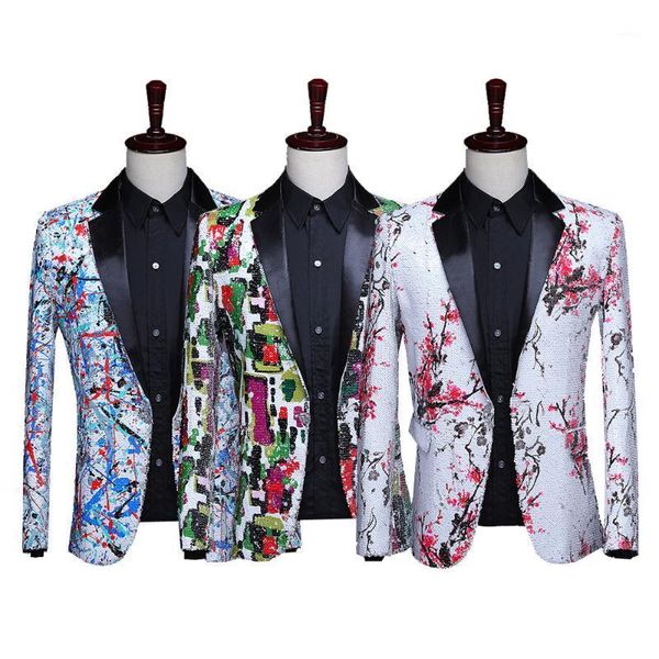 fashion men's slim casual blezer masculino printed blazer men's clothing traje hombre 20201, White;black
