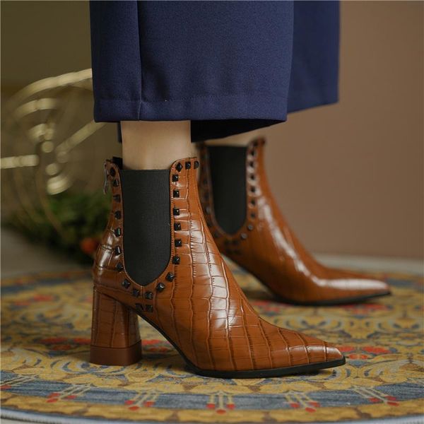 pointed toe women's ankle boots rivets concise high heels pumps elastic band dancing night club shoes woman, Black
pointed toe women's ankle boots rivets concise high heels pumps elastic band dancing night club shoes woman, Black