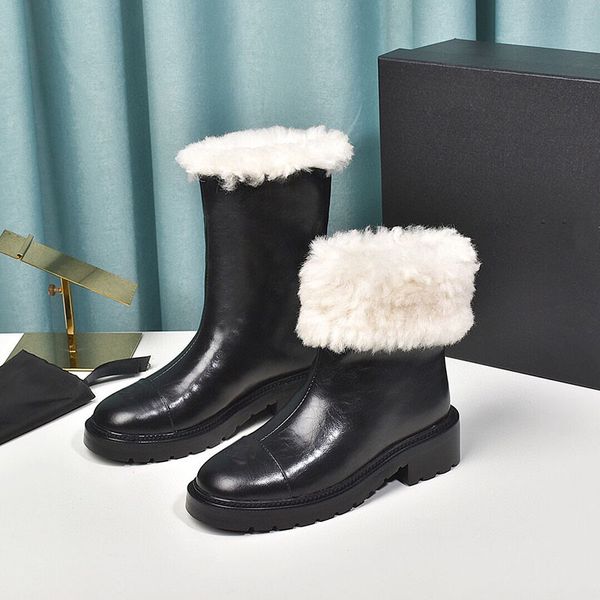 new paris brand c calfskin booties women high martin boots lambswool fur leather snow knee boots plush vintage shoes luxurys designers shoes, Black
new paris brand c calfskin booties women high martin boots lambswool fur leather snow knee boots plush vintage shoes luxurys designers shoes, Black