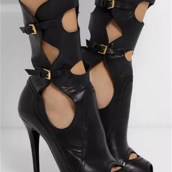 out cut of the ladies high-heeled black booties soft female peep leather toe buckle-ankle boots knicker-style women's rh9h
out cut of the ladies high-heeled black booties soft female peep leather toe buckle-ankle boots knicker-style women's rh9h