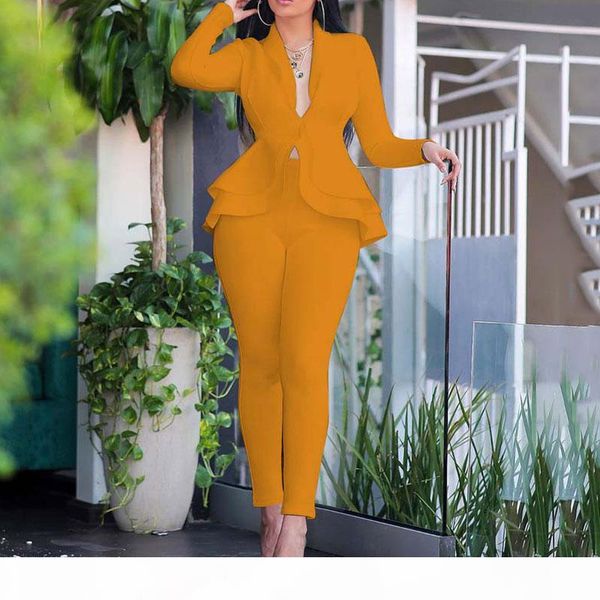 2020 autumn blazer set women ladies blazer ruffle women suits elegant women's suit sets winter office lady pant suits for, White;black
2020 autumn blazer set women ladies blazer ruffle women suits elegant women's suit sets winter office lady pant suits for, White;black