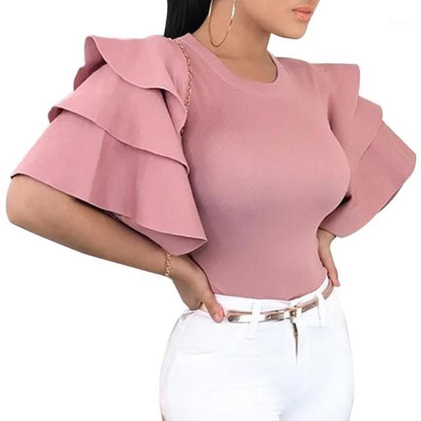 women ruffles short sleeve blouses summer elegant o-neck slim ladies office shirt korean fashion pink red blouse1, White
women ruffles short sleeve blouses summer elegant o-neck slim ladies office shirt korean fashion pink red blouse1, White