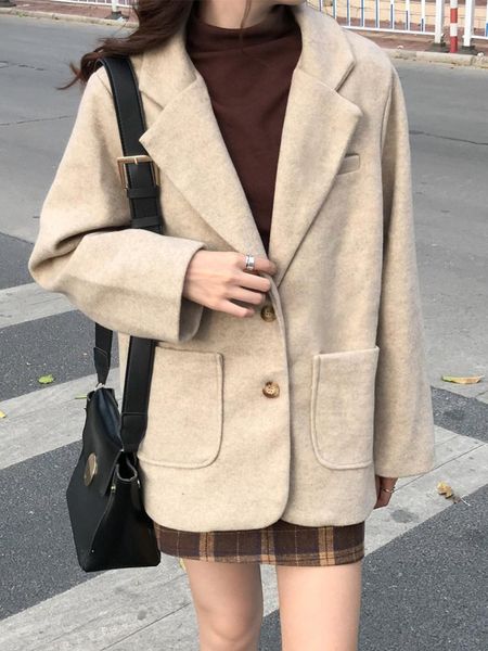 women's wool & blends korean version of woolen coat women's autumn winter 2021 loose and small thick black long sleeve suit coat1
women's wool & blends korean version of woolen coat women's autumn winter 2021 loose and small thick black long sleeve suit coat1