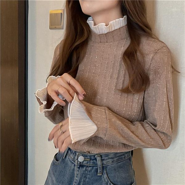 knitted sweater women office lady casual turtleneck thin long sleeve pullover base shirts female solid korean 2021 autumn1, White;black 
knitted sweater women office lady casual turtleneck thin long sleeve pullover base shirts female solid korean 2021 autumn1, White;black
