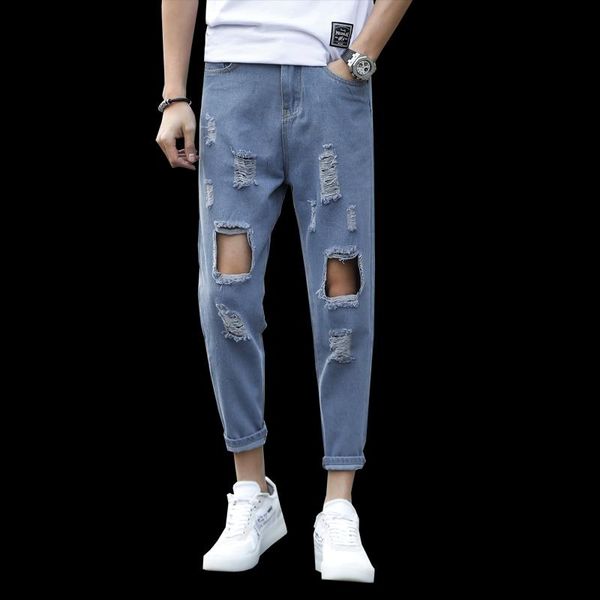 summer new blue hole jeans men's fashion hip hop style ankle length pants men's casual slim solid denim cloth pencil pants
summer new blue hole jeans men's fashion hip hop style ankle length pants men's casual slim solid denim cloth pencil pants