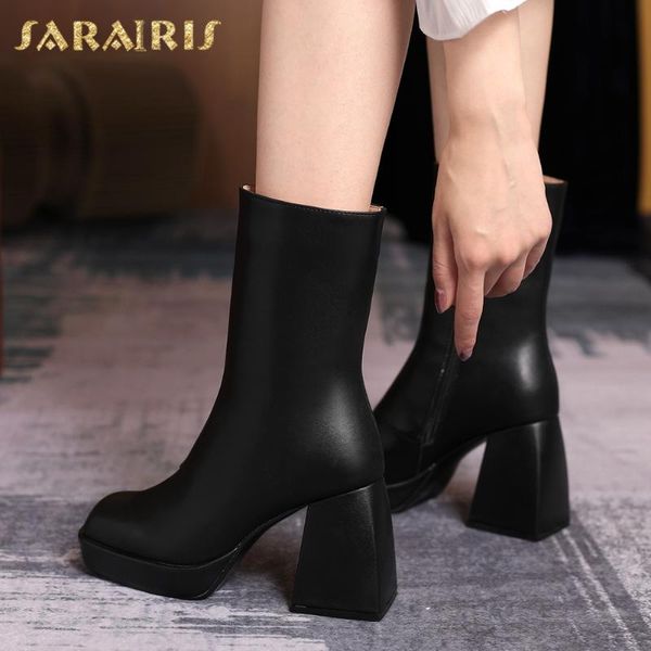 sarairis brand new plus size 43 genuine leather fashion square high heels winter women shoes cow skin platform boots, Black
sarairis brand new plus size 43 genuine leather fashion square high heels winter women shoes cow skin platform boots, Black