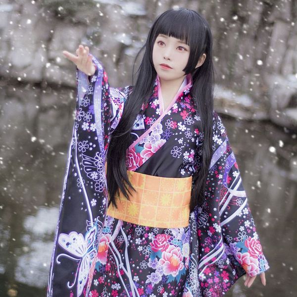 anime costumes vintage anime original tradition silk yukata dress with obi japanese style women kimono robe halloween cosplay costumes, Black
anime costumes vintage anime original tradition silk yukata dress with obi japanese style women kimono robe halloween cosplay costumes, Black