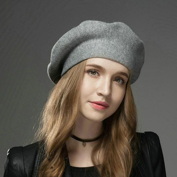 berets 2021 beret hat femme women's fashion solid color wool knitted with rhinestones ladies french artist beanie, Blue;gray 
berets 2021 beret hat femme women's fashion solid color wool knitted with rhinestones ladies french artist beanie, Blue;gray