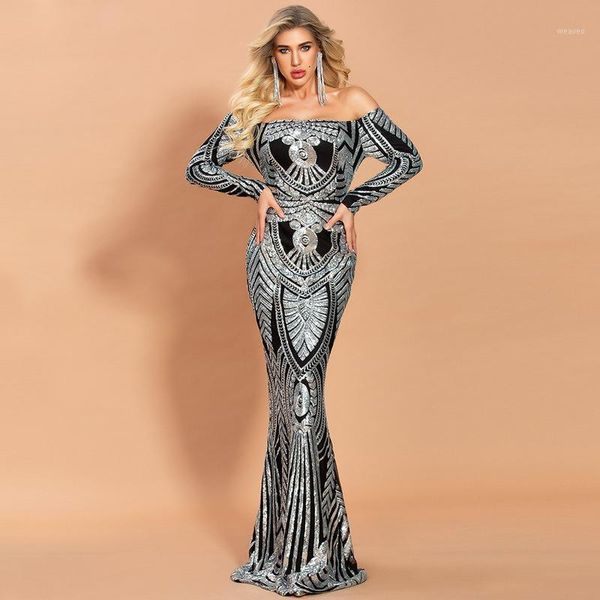 dresses long sleeve fashion shining banquet wedding slash neck women celebrity party dress vestidos1, Black;gray
dresses long sleeve fashion shining banquet wedding slash neck women celebrity party dress vestidos1, Black;gray