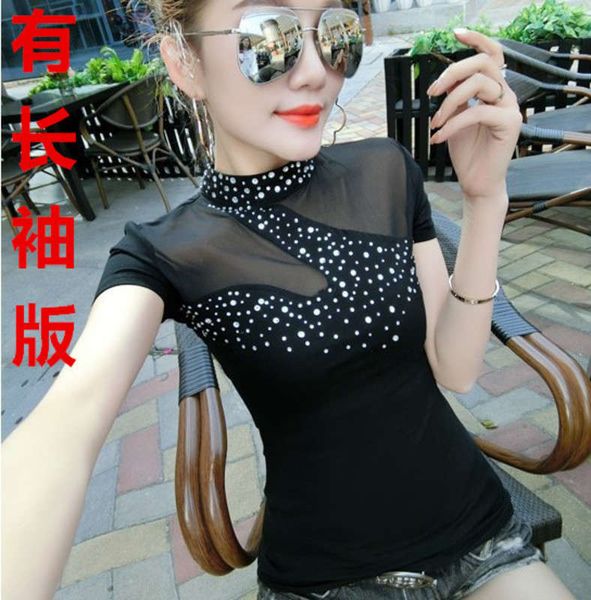 wind mesh hanging neck t-shirt women's back hollowed out nightclub water diamond perspective with velvet, Black;gray
wind mesh hanging neck t-shirt women's back hollowed out nightclub water diamond perspective with velvet, Black;gray