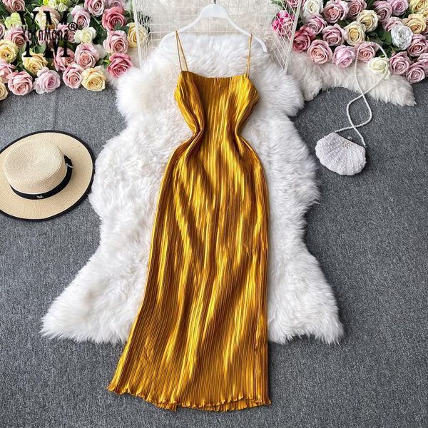 yornmona ins fashion golden spaghetti strap women dress 2020 elegant slim bodycon long maxi dress basic pleated party1, Black;gray
yornmona ins fashion golden spaghetti strap women dress 2020 elegant slim bodycon long maxi dress basic pleated party1, Black;gray
