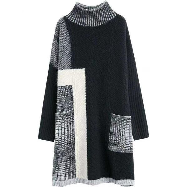 women's knitted dress for fall/winter new lazy style large size turtleneck plus velvet thick mid-length women base sweater skirt, White;black
women's knitted dress for fall/winter new lazy style large size turtleneck plus velvet thick mid-length women base sweater skirt, White;black