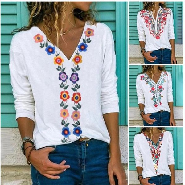 2021 summer upper-down female cotton shirt loose fine bohemian printed half sleeve 9phy, White 
2021 summer upper-down female cotton shirt loose fine bohemian printed half sleeve 9phy, White