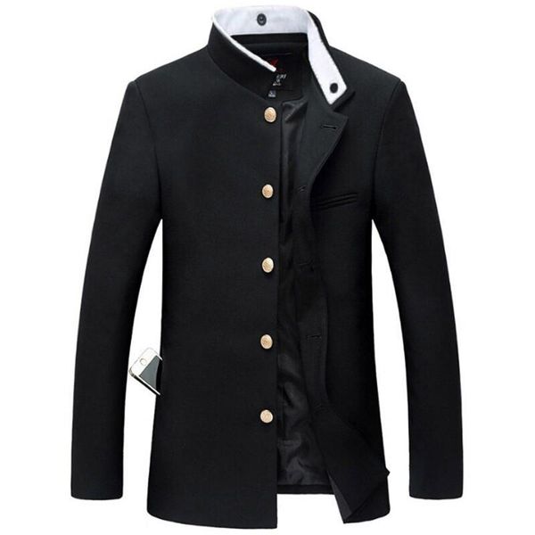 2021 new men black slim tunic jacket single breasted blazer japanese school uniform college coat, White;black
2021 new men black slim tunic jacket single breasted blazer japanese school uniform college coat, White;black