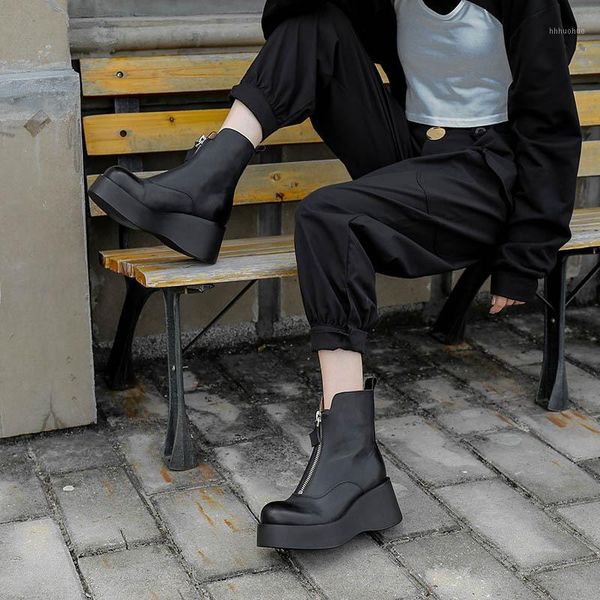 boots front zipper women's round head comfortable autumn winter fashion platform british style1, Black
boots front zipper women's round head comfortable autumn winter fashion platform british style1, Black