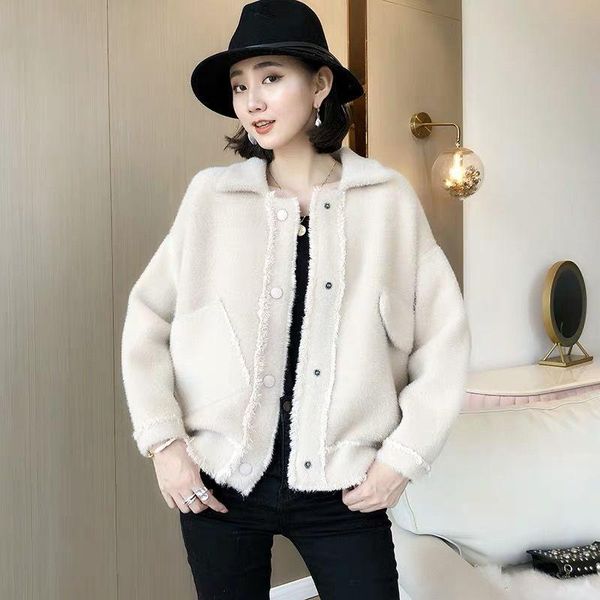 women's knits & tees women 2021 autumn winter fashion thickened warm outwear female imitation mink velvet jacket ladies slim knit cardi, White
women's knits & tees women 2021 autumn winter fashion thickened warm outwear female imitation mink velvet jacket ladies slim knit cardi, White