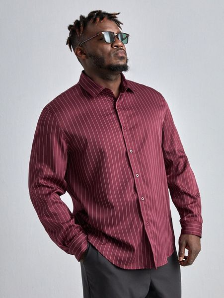 extended sizes men pinstriped print shirt d2mw#, White;black
extended sizes men pinstriped print shirt d2mw#, White;black