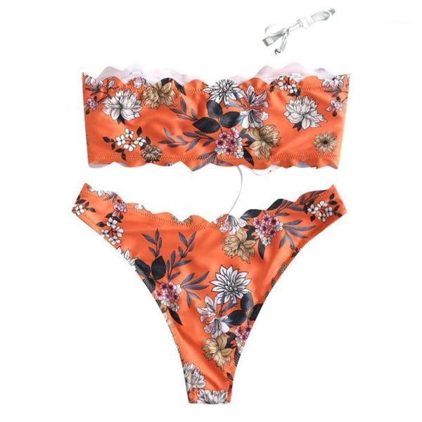 swimsuit for women 2020 women floral print lace-up bikini set monokini mujer strapless scalloped bandeau swimwear 515#31
swimsuit for women 2020 women floral print lace-up bikini set monokini mujer strapless scalloped bandeau swimwear 515#31