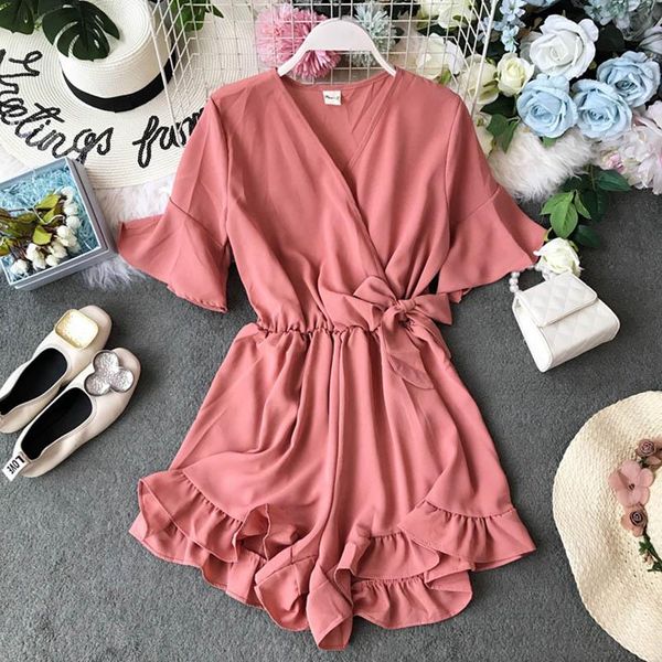 2020 new sweet ruffled women playsuits elastic high waist bow female jumpsuit romper butterfly sleeve short overalls for girls, Black;white
2020 new sweet ruffled women playsuits elastic high waist bow female jumpsuit romper butterfly sleeve short overalls for girls, Black;white