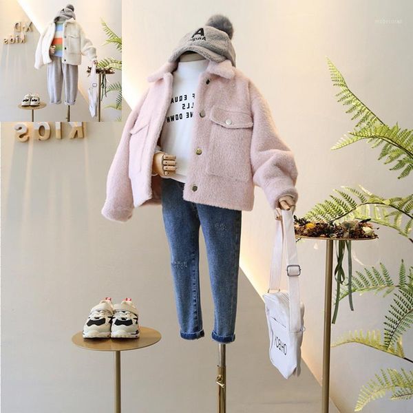 2020 baby girls winter coat jacket fashion soft fake fur warm coats jackets kids children's clothing overcoat1, Blue;gray