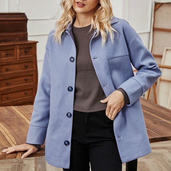 2021 average female fashion long solid woolen jacket single breasted loose turn-down collar coats lady in office autumn winter clothes ckbd, Black
2021 average female fashion long solid woolen jacket single breasted loose turn-down collar coats lady in office autumn winter clothes ckbd, Black