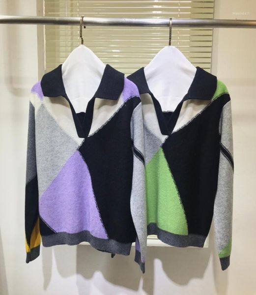 2020 new ladies fashion long sleeve casual lapel color square cashmere sweater 12011, White;black
2020 new ladies fashion long sleeve casual lapel color square cashmere sweater 12011, White;black