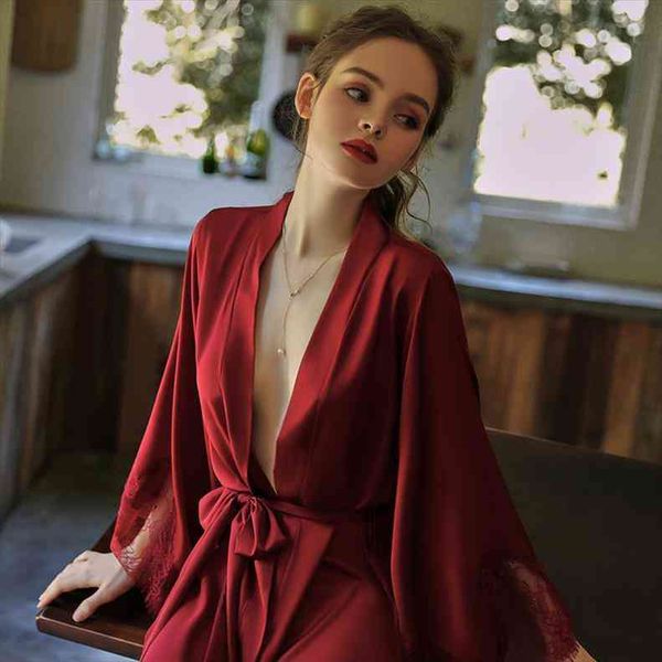 satin wedding robe gown women lace sleeve bathrobe bridal kimono summer dressing bridesmaid lingerie v-neck loose sleepwear, Black;red
satin wedding robe gown women lace sleeve bathrobe bridal kimono summer dressing bridesmaid lingerie v-neck loose sleepwear, Black;red