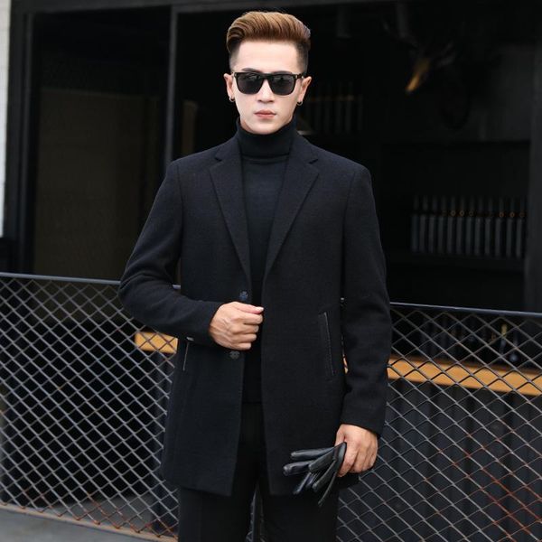 autumn and winter british woolen coat is not pilling, medium and long men's casual coat fashionable lapel, Black
autumn and winter british woolen coat is not pilling, medium and long men's casual coat fashionable lapel, Black