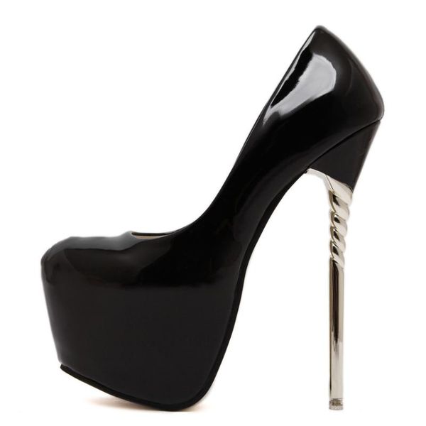 new 16cm super high heel metal stiletto patent leather baotou nightclub red wedding women's single shoes 20cm18cm, Black
new 16cm super high heel metal stiletto patent leather baotou nightclub red wedding women's single shoes 20cm18cm, Black