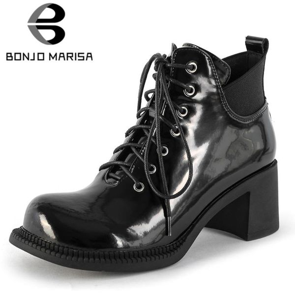 boots bonjomarisa female patent leather round toe high heels ankle shoes lace sqaure brand women casual woman, Black
boots bonjomarisa female patent leather round toe high heels ankle shoes lace sqaure brand women casual woman, Black