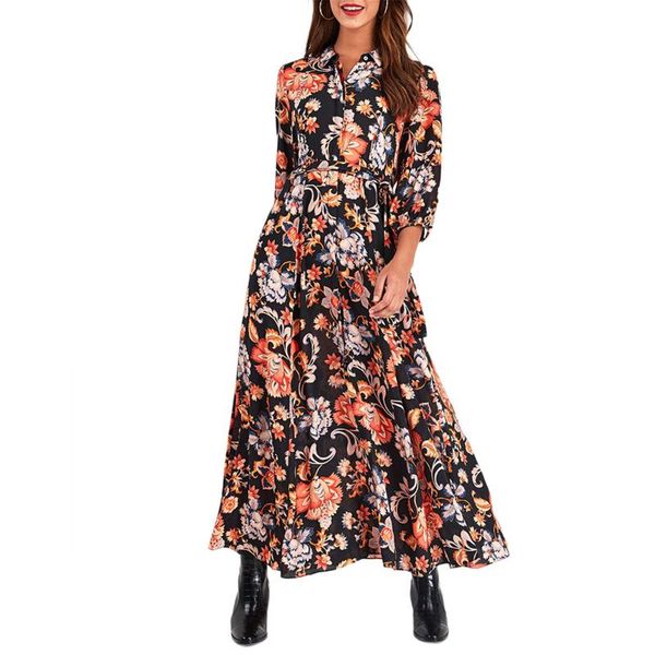 female dress, floral print collar elbow sleeve one-piece for women, black, s//l/xl, Black;gray
female dress, floral print collar elbow sleeve one-piece for women, black, s//l/xl, Black;gray