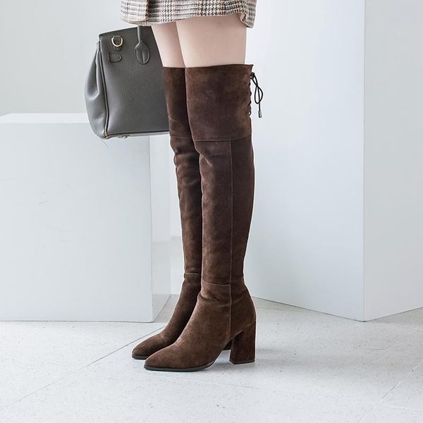 boots 19nubuck leather thigh high lady buckle strap stylish brand women long handmade block heel winter female plus, Black
boots 19nubuck leather thigh high lady buckle strap stylish brand women long handmade block heel winter female plus, Black