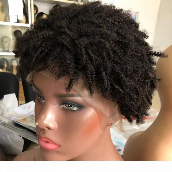 african curly lace front human hair wigs natural looking 130% density 8 inches brazilian remy human hair short wigs for women, Black;brown
african curly lace front human hair wigs natural looking 130% density 8 inches brazilian remy human hair short wigs for women, Black;brown
