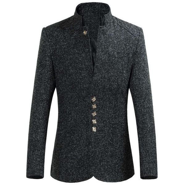 2020 new autumn and winter large size slim standing collar men's suit coat, White;black
2020 new autumn and winter large size slim standing collar men's suit coat, White;black