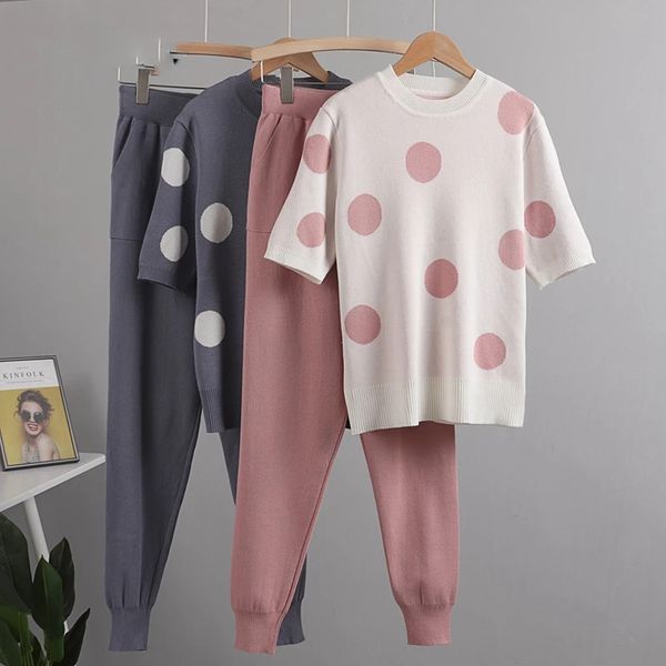 polka dot women's tracksuits summer short sleeve t-shirt & harem pants women's two piece sets home sports leisure suits, Gray
polka dot women's tracksuits summer short sleeve t-shirt & harem pants women's two piece sets home sports leisure suits, Gray