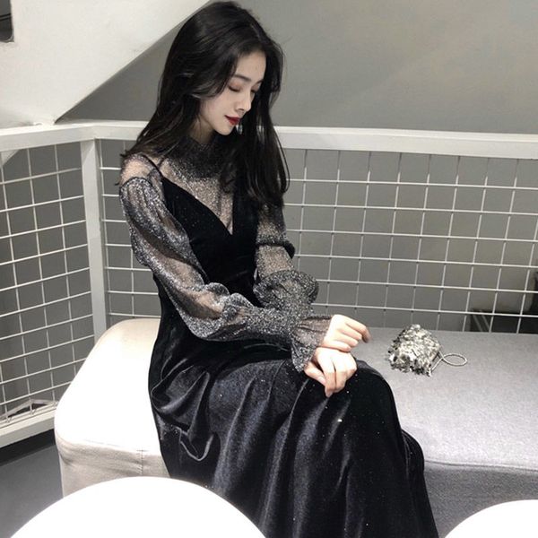 2021 new black velvet y2k harajuku elegant long sleeve women designer midi winter one-piece dress lady korean clothes 3glo, Black;gray
2021 new black velvet y2k harajuku elegant long sleeve women designer midi winter one-piece dress lady korean clothes 3glo, Black;gray