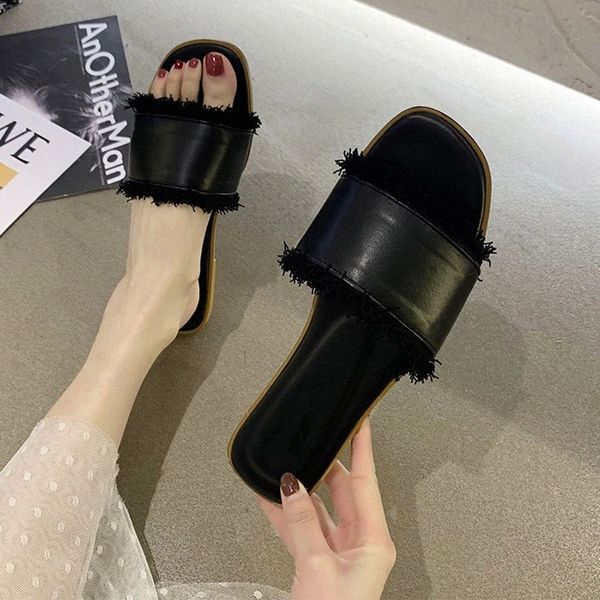 Women's PU Leather Flat Slippers Summer Fashion Ladies Outside Sandals Tassel Square Toe Female Shoes Elegant Beach Slides 2021 #jt3c, Black
Women's PU Leather Flat Slippers Summer Fashion Ladies Outside Sandals Tassel Square Toe Female Shoes Elegant Beach Slides 2021 #jt3c, Black